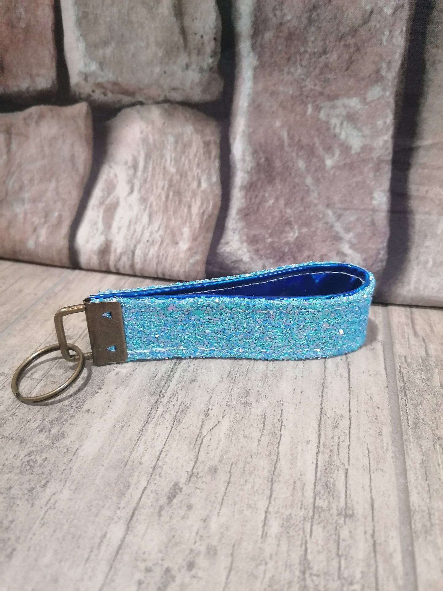Schlüsselanhänger "blau-glitzer"