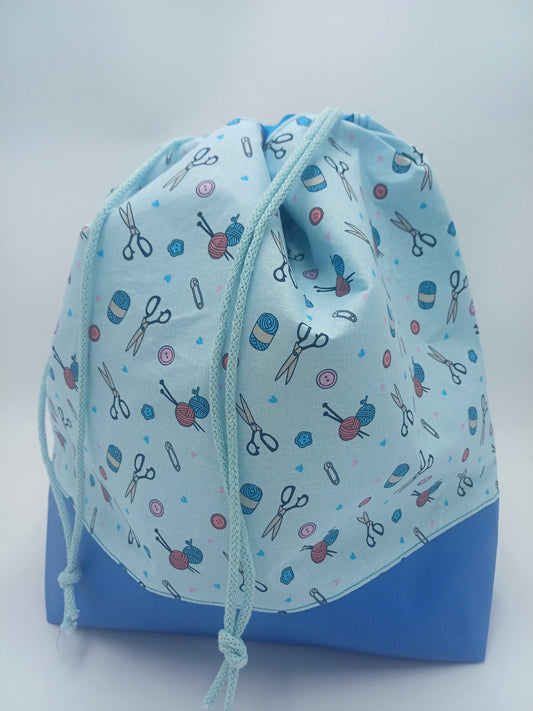 große Projectbag "Nadel&Faden" mit Kordelzug