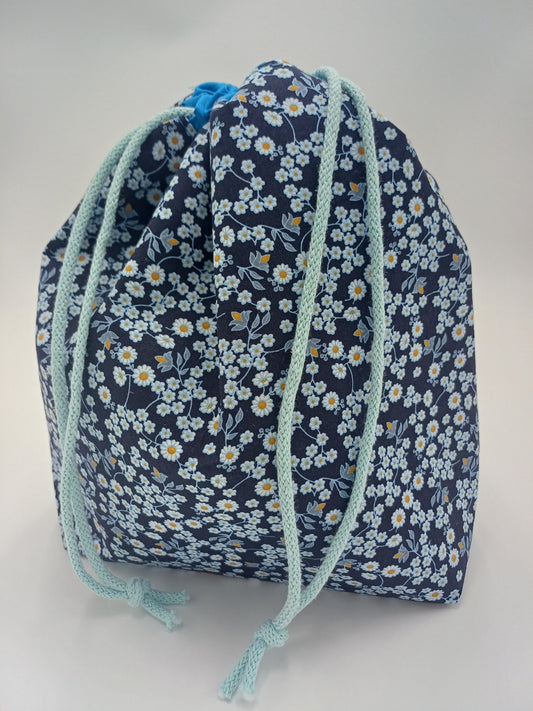 kleine Projectbag "blue Flower" mit Kordelzug