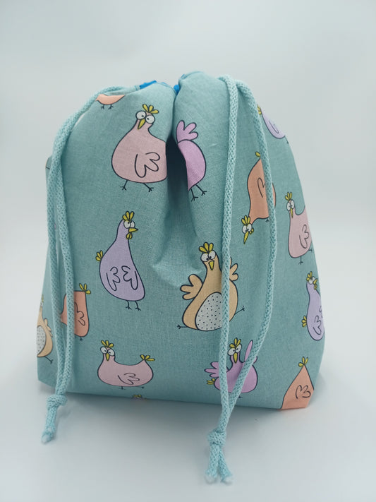 kleine Projectbag "crazy Chicken" mit Kordelzug