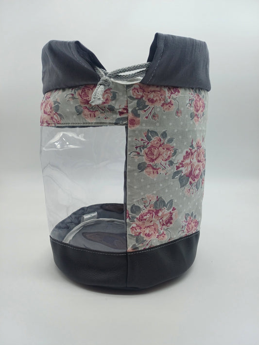 Clearbag runde Form grey roses